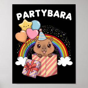 Funny Partybara Capybara Grattis på födelsedagen K Poster