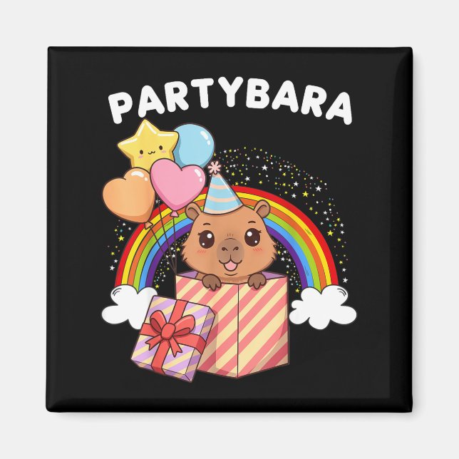 Funny Partybara Capybara Happy Birthday Kids Boys  Magnet (Framsidan)