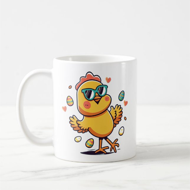 Funny Påsk Chicken Kaffemugg (Vänster)