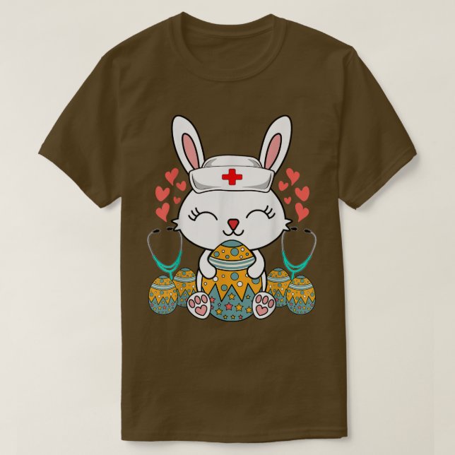 Funny Påsk Cute Bunny Nurse Holding Egg Lycklig Ea T Shirt (Design framsida)