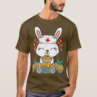 Funny Påsk Cute Bunny Nurse Holding Egg Lycklig Ea T Shirt