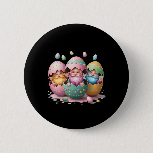 Funny Påsk Gnome Egg Påsk Gnomes som kläcker från Knapp (Framsida)