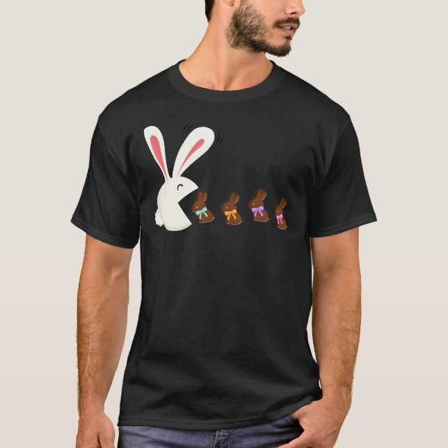 Funny Påsk-kanin Eating Chocolate Påsk Bunnie T Shirt (Framsida)