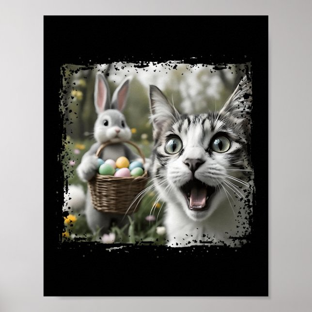 Funny Påsk-kattselfie med Påskhare Vuxna K Poster (Framsidan)
