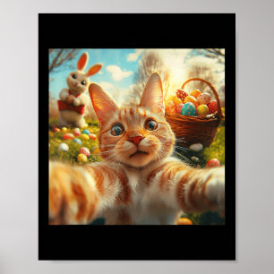 Funny Påsk-kattselfie med Påskhare Vuxna K Poster