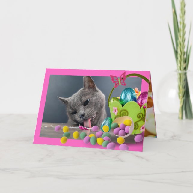 Funny Påsk-kort för Cat Anpassningsbar Tack Kort (Framsida)