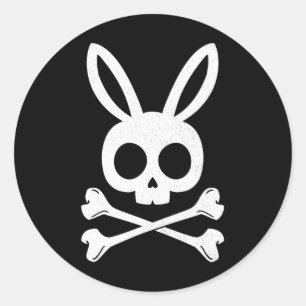 Funny Påsk Pirat Jolly Roger Bunny Skull Rabbit Runt Klistermärke
