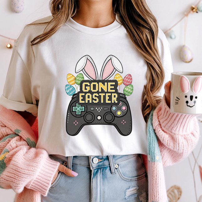 Funny Påsk Pixel Art Bunny Controller T Shirt (Skapare uppladdad)