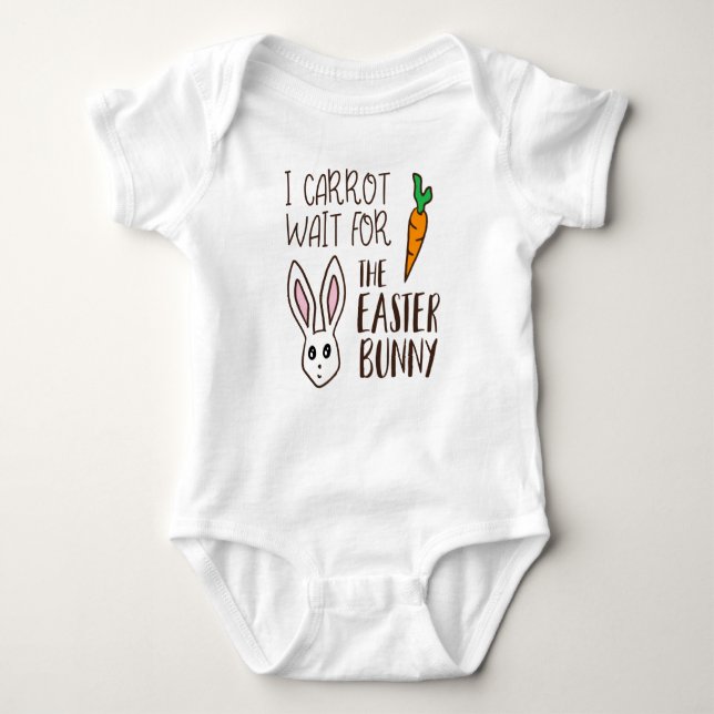 Funny Påsk Quote Carrot Vänta Bunny som säger Humo T Shirt (Framsida)