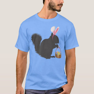 Funny Påsk Squirrel Påsk Basket och Bunny Öron T Shirt