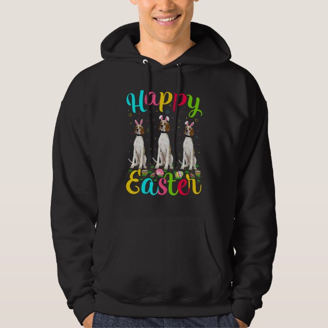 Funny Påskägg Bunny Engelska Pointer Hund Lycklig  Hoodie (Framsida)