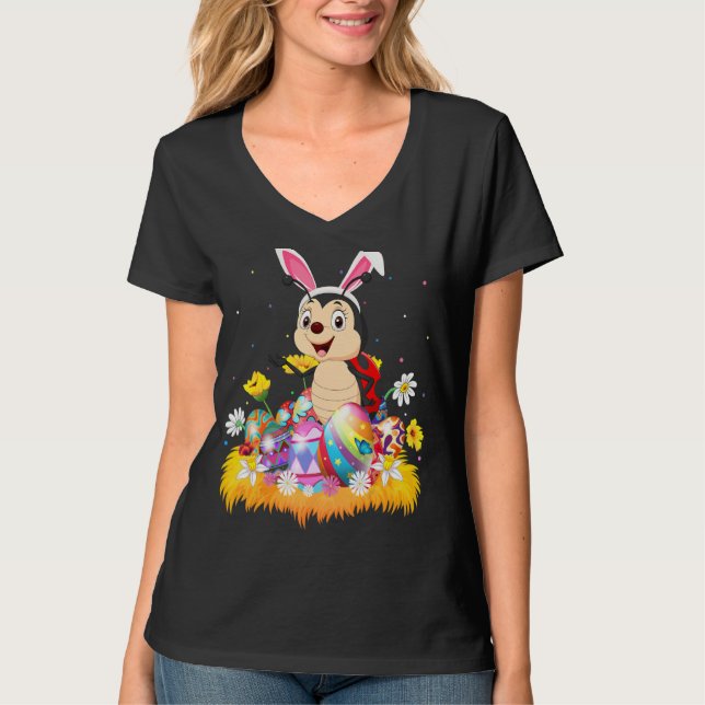 Funny Påskägg Cute Ladybug Påsk Söndag T Shirt (Framsida)