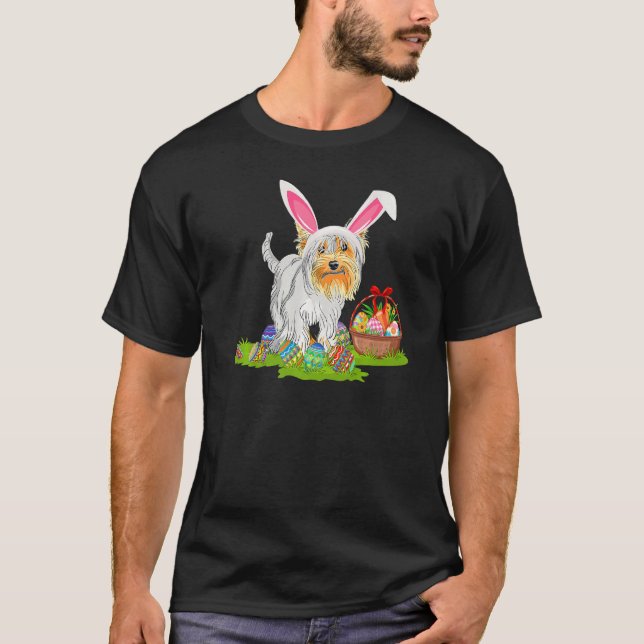 Funny Påskägg Hunting Bunny Yorkshire Terrier D T Shirt (Framsida)