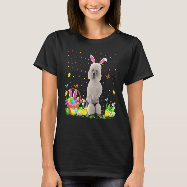 Funny Påskägg Hunting Standard Pudel Hund Easte T Shirt (Framsida)
