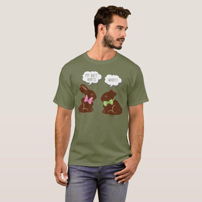 Funny Påskhare Chocolate T-Shirt (Hel framsida)