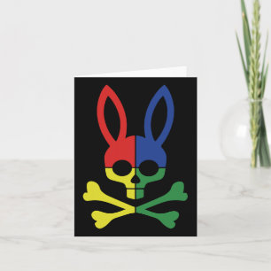 Funny Påskhare Retro Colorful Bunny Skull Croces Kort