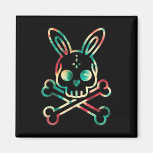 Funny Påskhare Retro Tie Dye Bunny Skull Kor Magnet