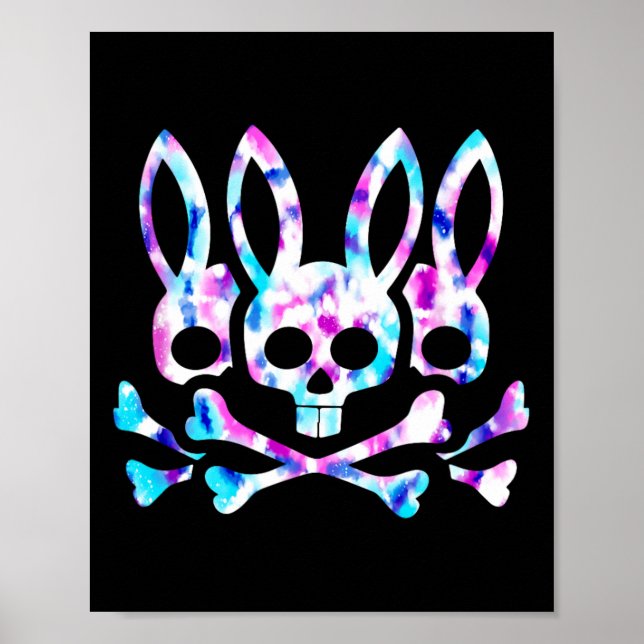 Funny Påskhare Retro Tie Dye Bunny Skull Kor Poster (Framsidan)