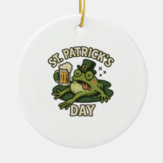 Funny Passed Out St. Patrick's Day Frog Vintage Julgransprydnad Keramik
