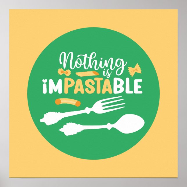 Funny Pasta Food Pun Pastel Färg Typography Art Poster (Framsidan)