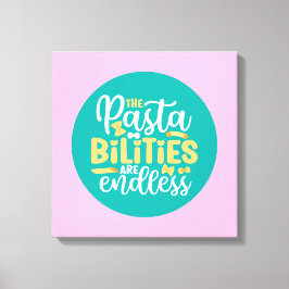 Funny Pasta Pun Pastel Kitchen Typography Art Canvastryck