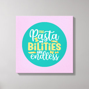 Funny Pasta Pun Pastel Kitchen Typography Art Canvastryck
