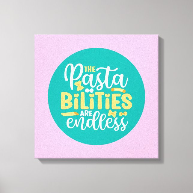 Funny Pasta Pun Pastel Kitchen Typography Art Canvastryck (Framsida)