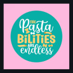 Funny Pasta Pun Pastel Kitchen Typography Art Poster<br><div class="desc">Färgfull typografisk konst med retro och vibrerande färg. Lustigt citat om mat,  matlagning,  bakning och matlagning. dekoration för perfekt till ditt kök,  middag,  kafé,  bageriaffär eller restaurang. Bakgrunden färg (cirkeln och fyrkanten) är anpassade via Design Verktyg.</div>