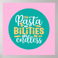 Funny Pasta Pun Pastel Kitchen Typography Art