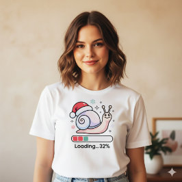 Funny Pastel Lazy Snail Christmas Loading Holiday T Shirt