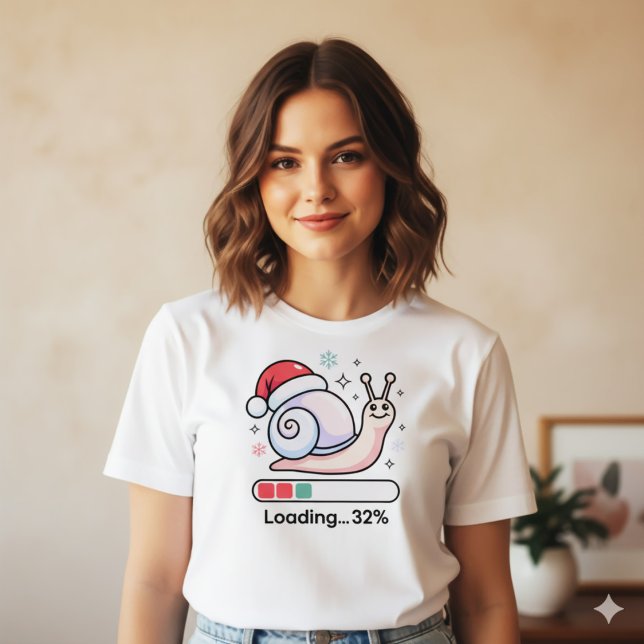 Funny Pastel Lazy Snail Christmas Loading Holiday T Shirt (Skapare uppladdad)