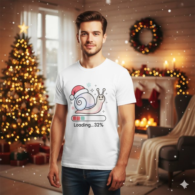 Funny Pastel Lazy Snail Christmas Loading Holiday T Shirt (Skapare uppladdad)
