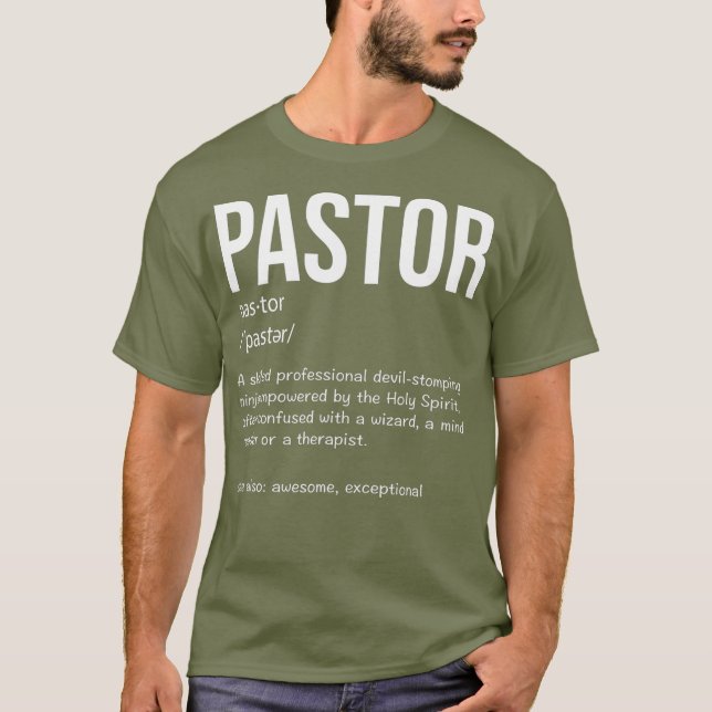 Funny Pastor Definition Gift Christian Preachers T Shirt (Framsida)