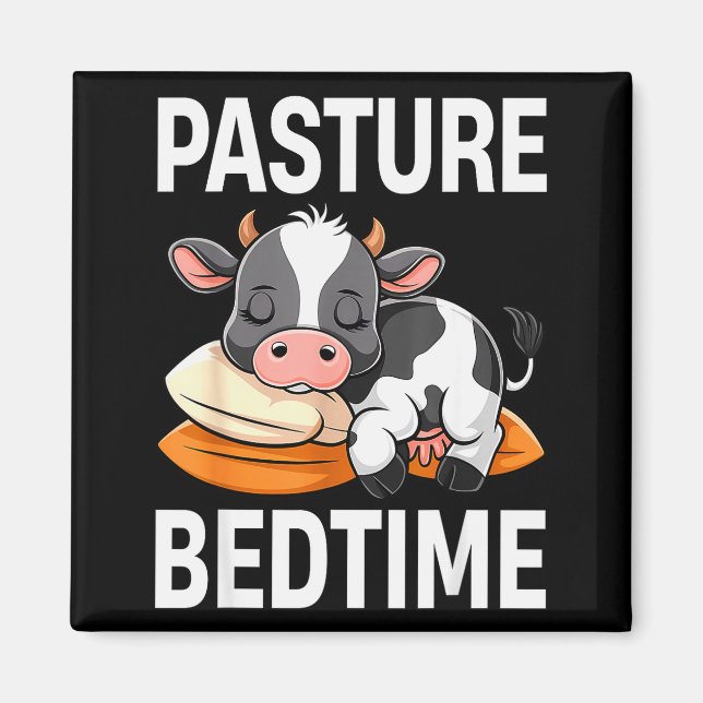 Funny Pasture Bedtime Cute Cow Pajamas Pj Sleep  Magnet (Framsidan)