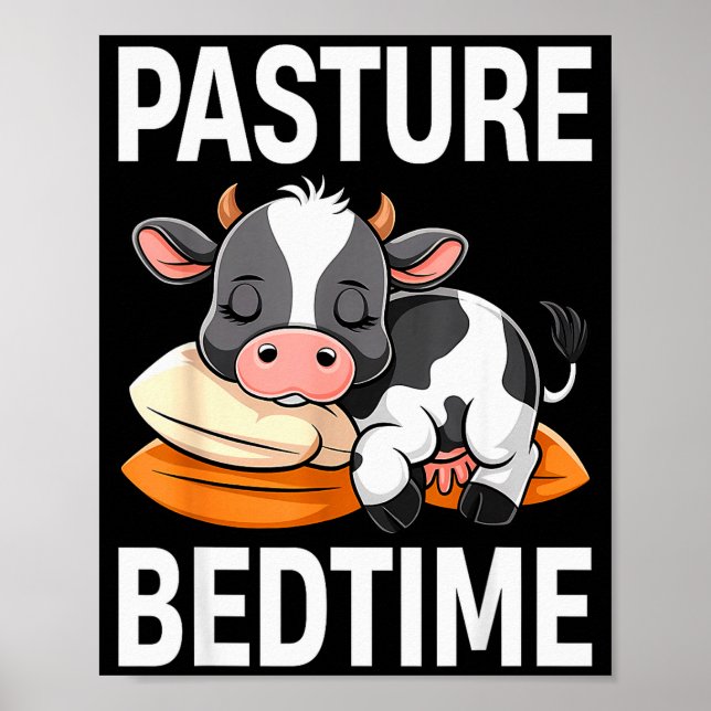 Funny Pasture Bedtime Cute Cow Pajamas Pj Sleep  Poster (Framsidan)