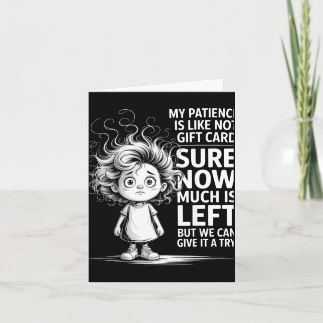 Funny Patience Gift Card Quote Retro Mpy Outfit Fo Kort (Framsida)