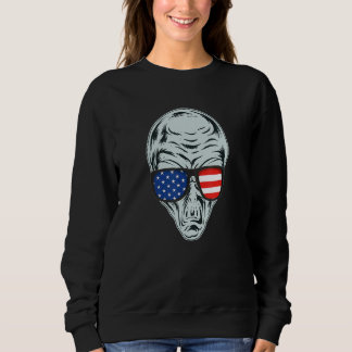 Funny Patriotic Alien Head Patriot American Flagga T Shirt