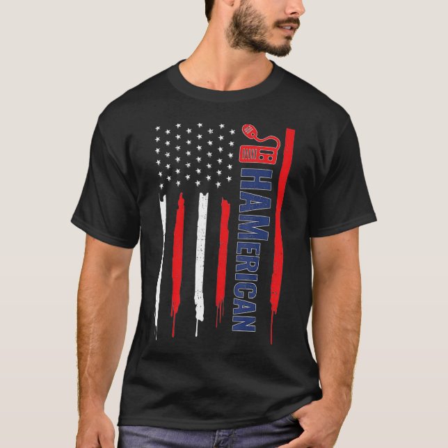 Funny Patriotic Amateur Ham Radio Operator USA T Shirt (Framsida)
