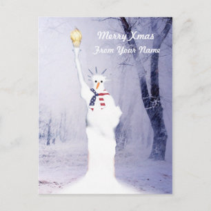 Funny Patriotic American snögubbe christmas Helg Vykort