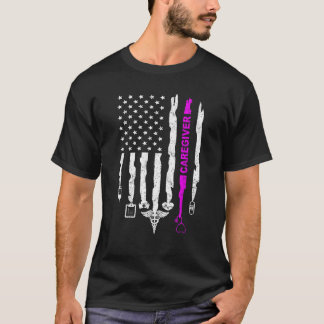 Funny Patriotic Caregiver Nurse USA flagga 4th of T Shirt