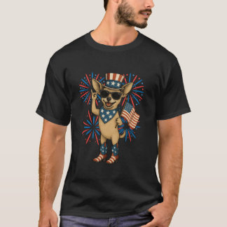 Funny Patriotic Chihuahua USA flagga Boots 4 juli T Shirt