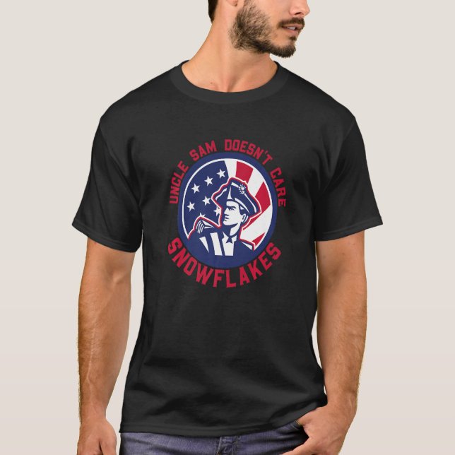 Funny Patriotic farbror Sam bryr sig inte om Snöfl T Shirt (Framsida)