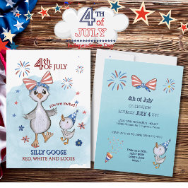 Funny Patriotic Goose Red, White and Loose Inbjudningar