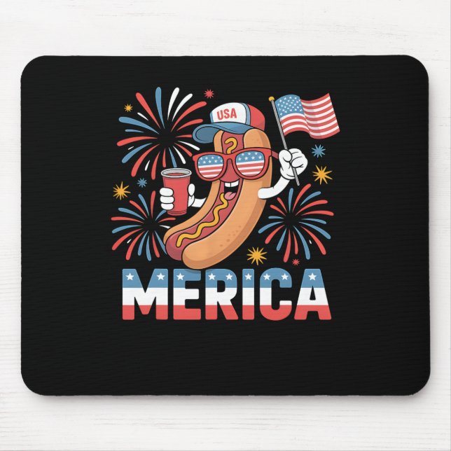 Funny Patriotic Hotdog merica Stil 4:e juli Bb Musmatta (Framsidan)
