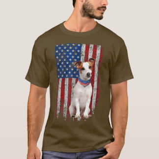 Funny Patriotic Jack Russell Terrier American Flag T Shirt