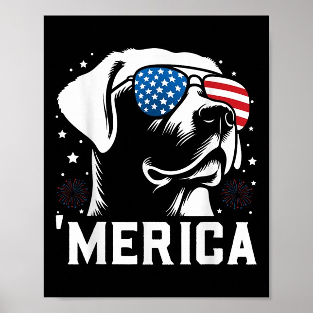 Funny Patriotic Labrador Retriever Merica Lycklig  Poster (Framsidan)