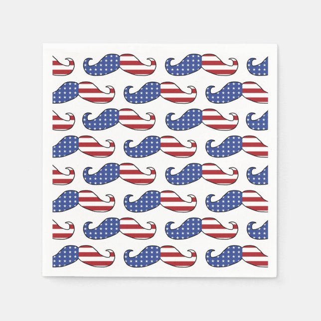Funny Patriotic Mustache Mönster Pappersservett (Framsidan)