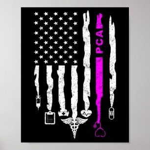 Funny Patriotic Pca USA flagga Nurses Veckogåvor 4 Poster