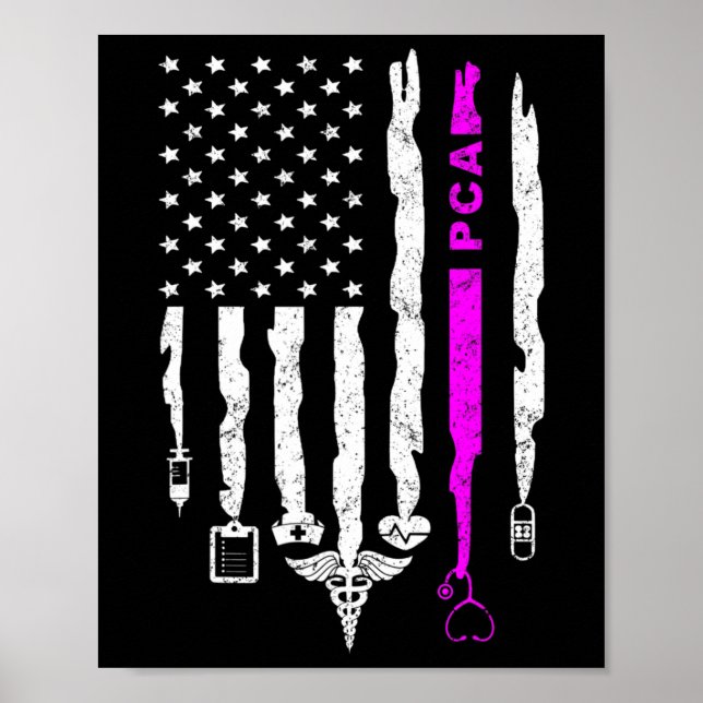 Funny Patriotic Pca USA flagga Nurses Veckogåvor 4 Poster (Framsidan)