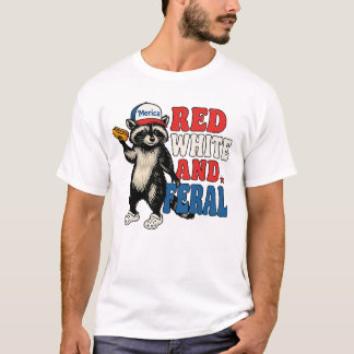 Funny Patriotic Raccoon Shirt – Red White and Fera T